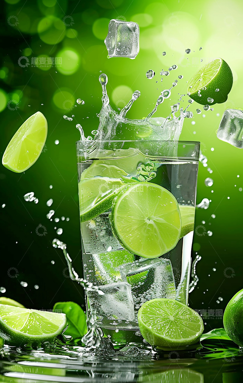 高清大图下载【趣麦麦图】一杯冰镇柠檬水AI摄影图