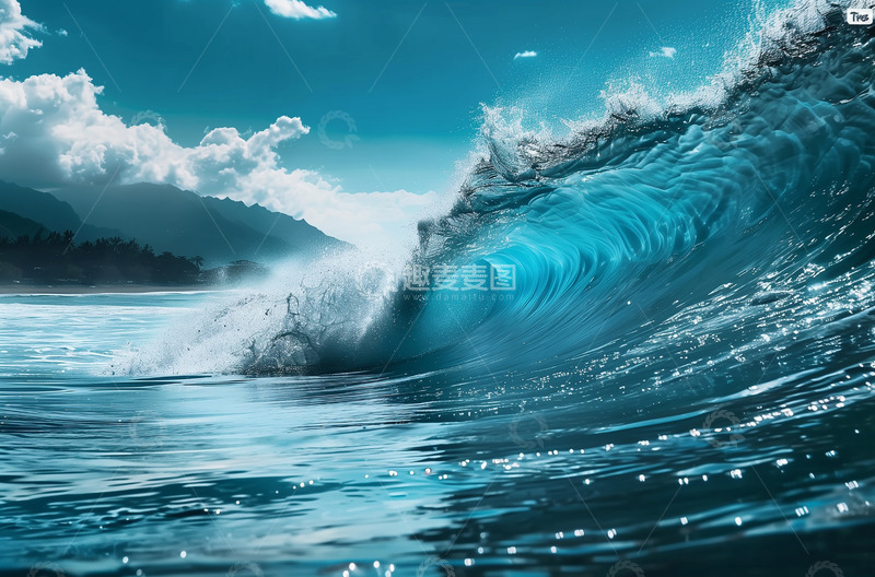 高清大图下载【趣麦麦图】大海海浪AI摄影图素材