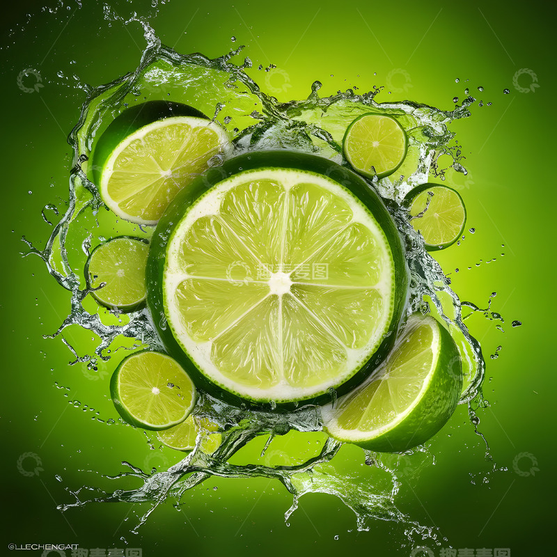 高清大图下载【趣麦麦图】柠檬水果水花AI摄影图