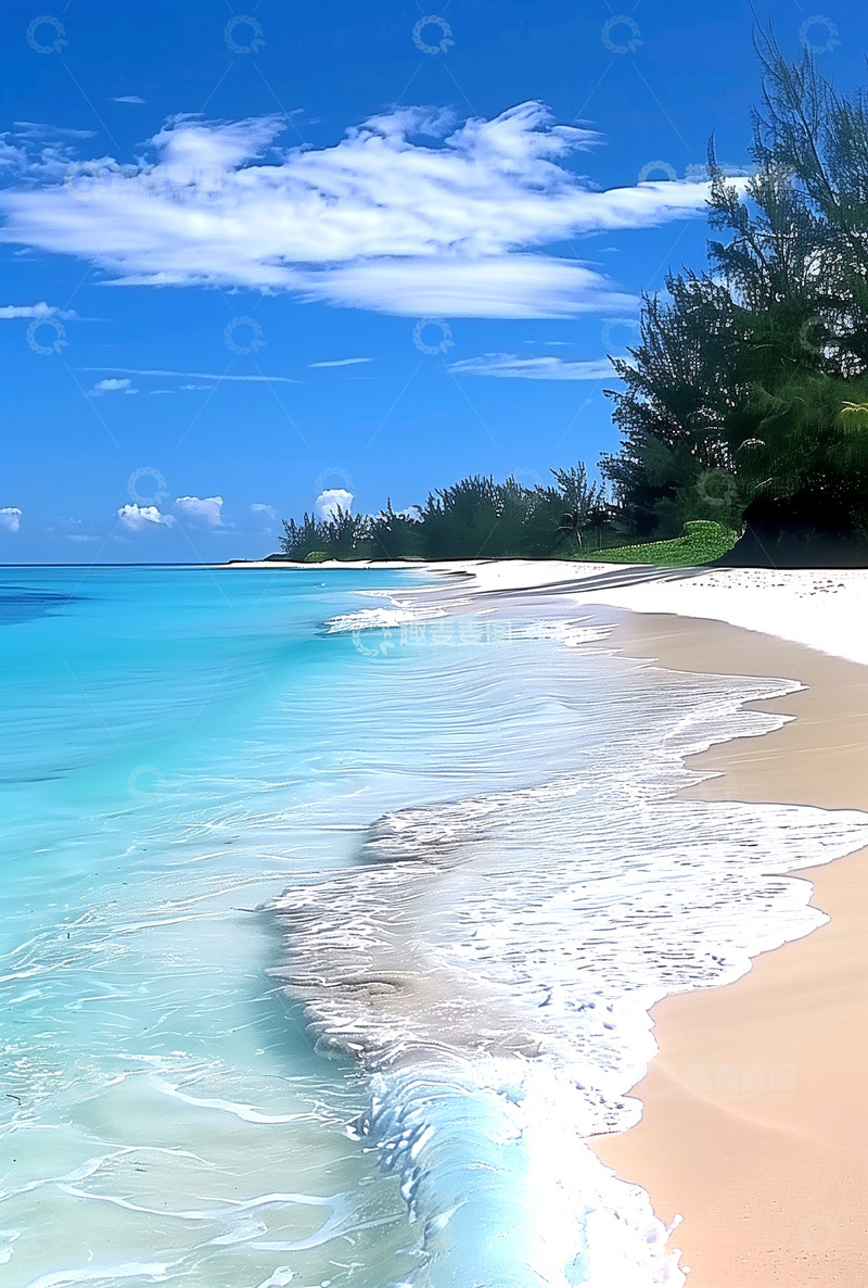 高清大图下载【趣麦麦图】海浪沙滩自然风景AI摄影图