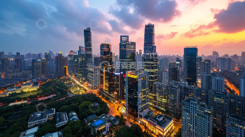 高清大图下载【趣麦麦图】城市建筑河流高楼大厦现代化