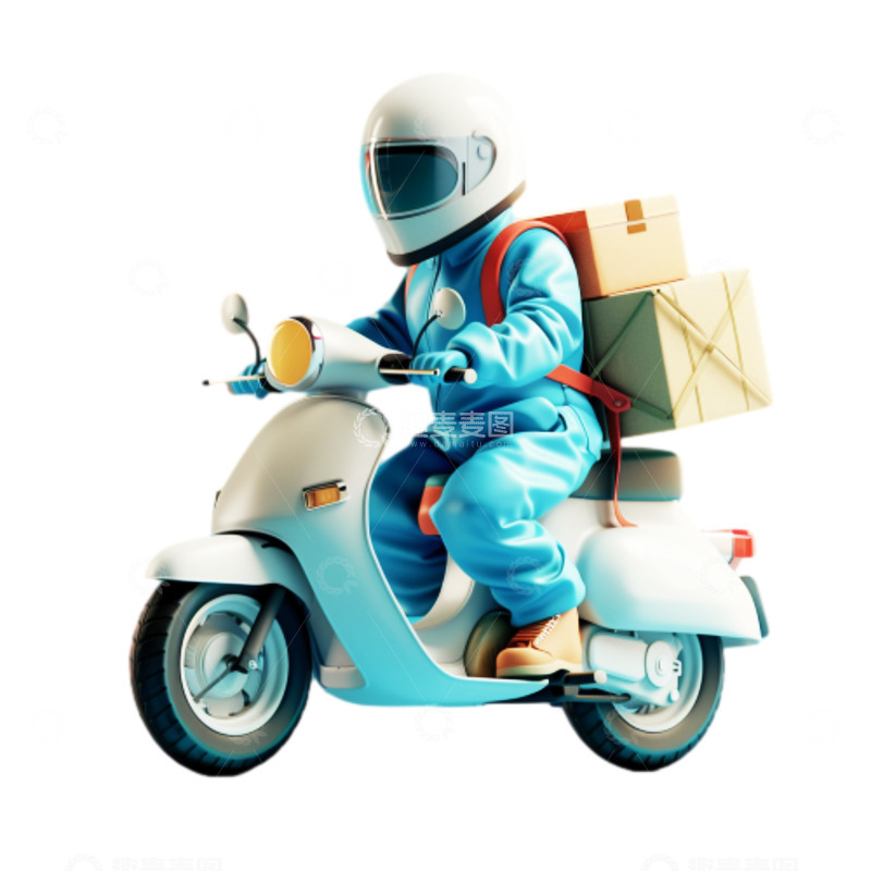 高清大图下载【趣麦麦图】骑着电动车送快递人物