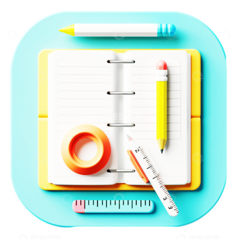 高清大图下载【趣麦麦图】3D铅笔记事本