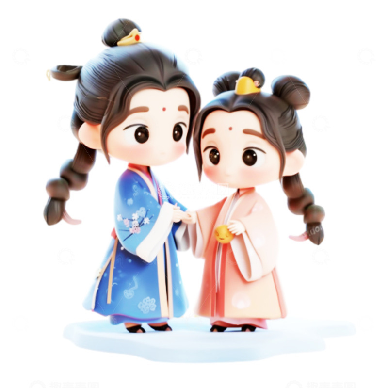 高清大图下载【趣麦麦图】3D卡通牛郎织女人物