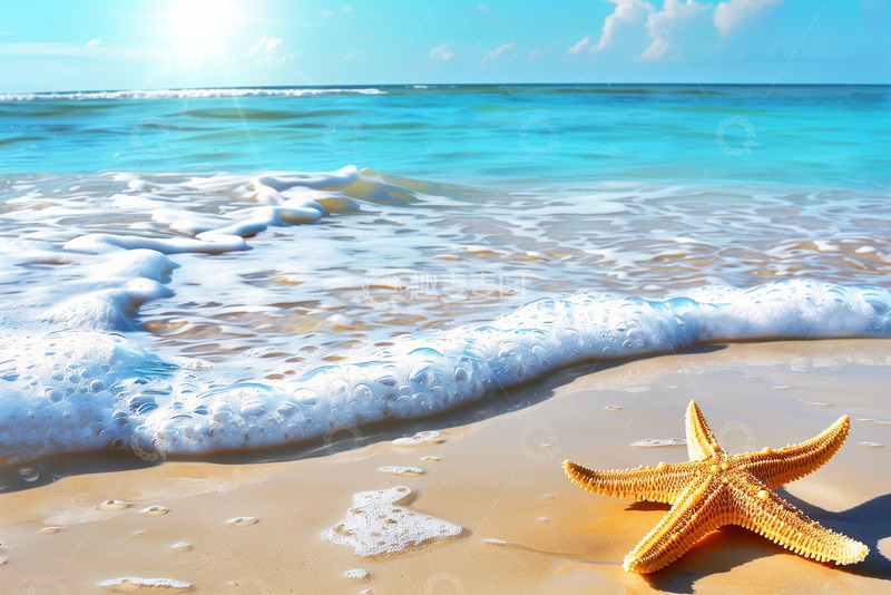 高清大图下载【趣麦麦图】蓝色海洋海星AI摄影图