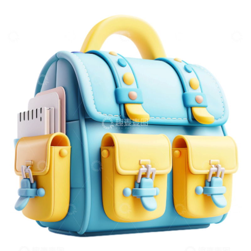 高清大图下载【趣麦麦图】卡通蓝色书包