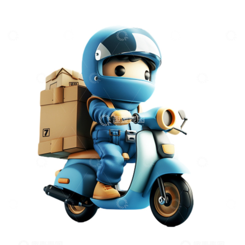 高清大图下载【趣麦麦图】卡通蓝色快递人物