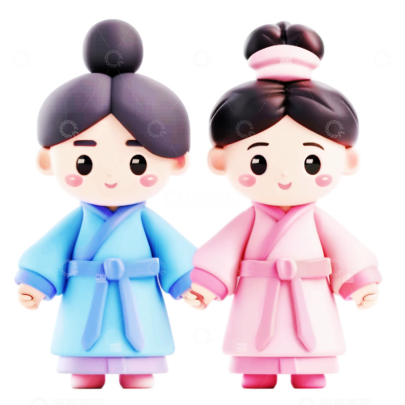 高清大图下载【趣麦麦图】卡通3D七夕人物