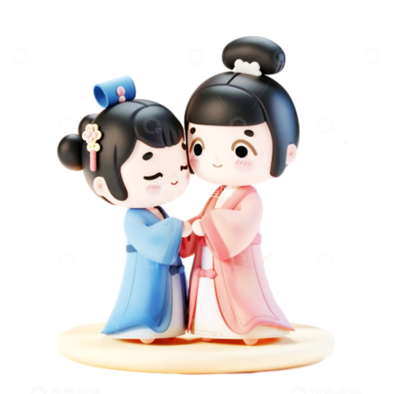 高清大图下载【趣麦麦图】七夕3D牵手人物