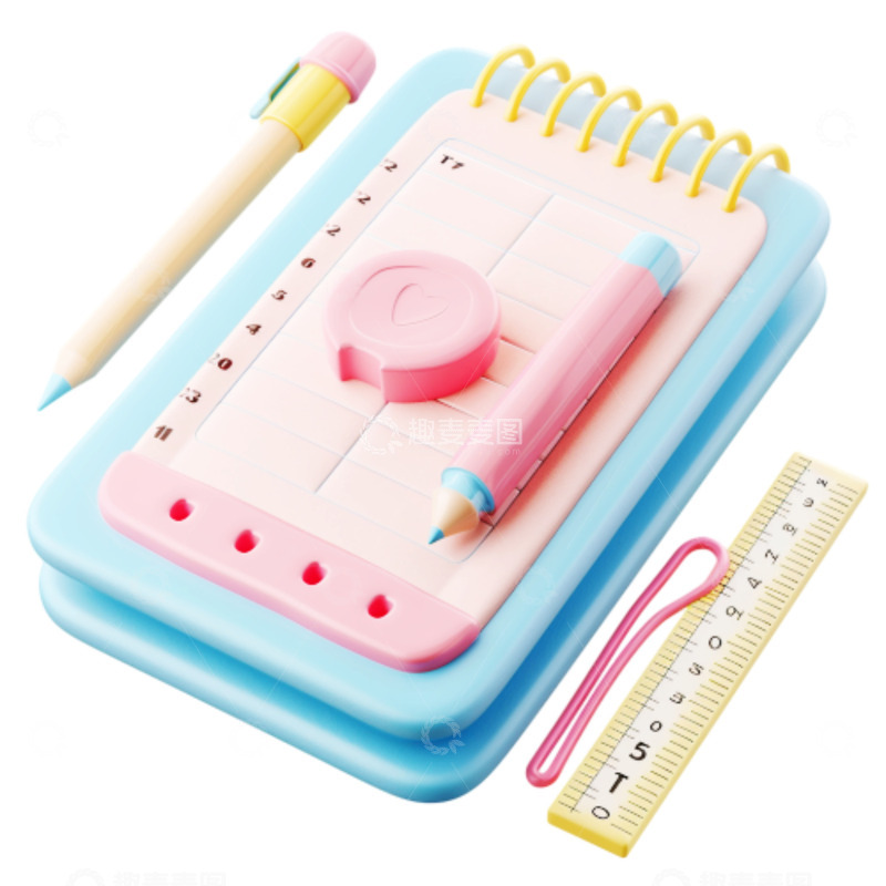 高清大图下载【趣麦麦图】卡通粉色铅笔本子