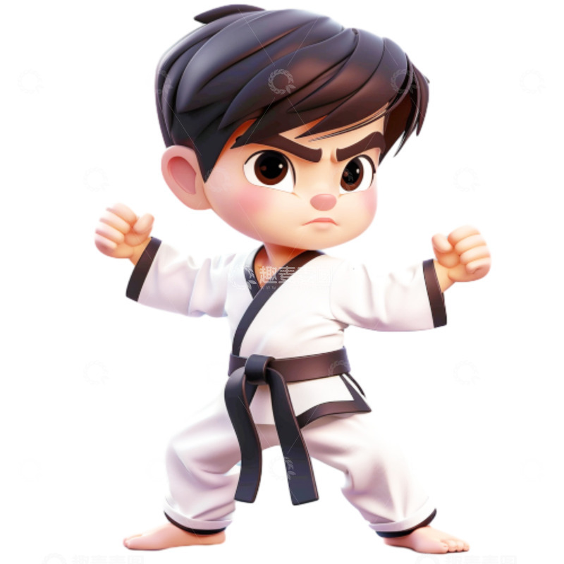 高清大图下载【趣麦麦图】暑期跆拳道培训班男孩