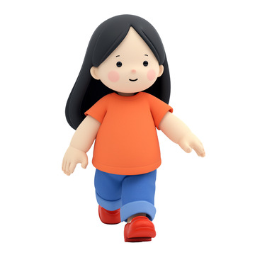 卡通粘土风格女孩