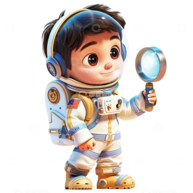 高清大图下载【趣麦麦图】卡通宇航服探险人物