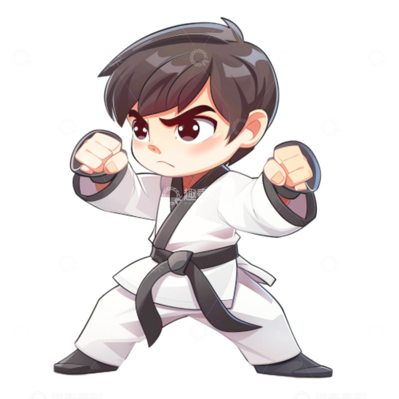 高清大图下载【趣麦麦图】卡通跆拳道男孩