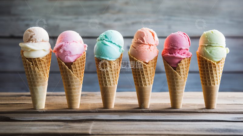 高清大图下载【趣麦麦图】多个冰淇淋连成一排