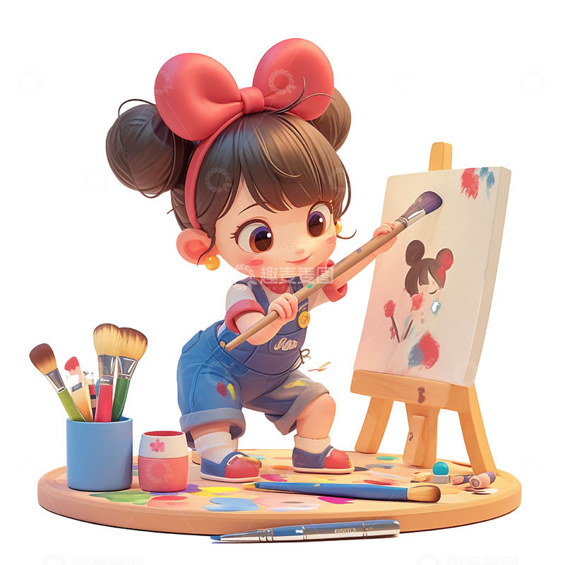 高清大图下载【趣麦麦图】暑期美术班可爱女孩