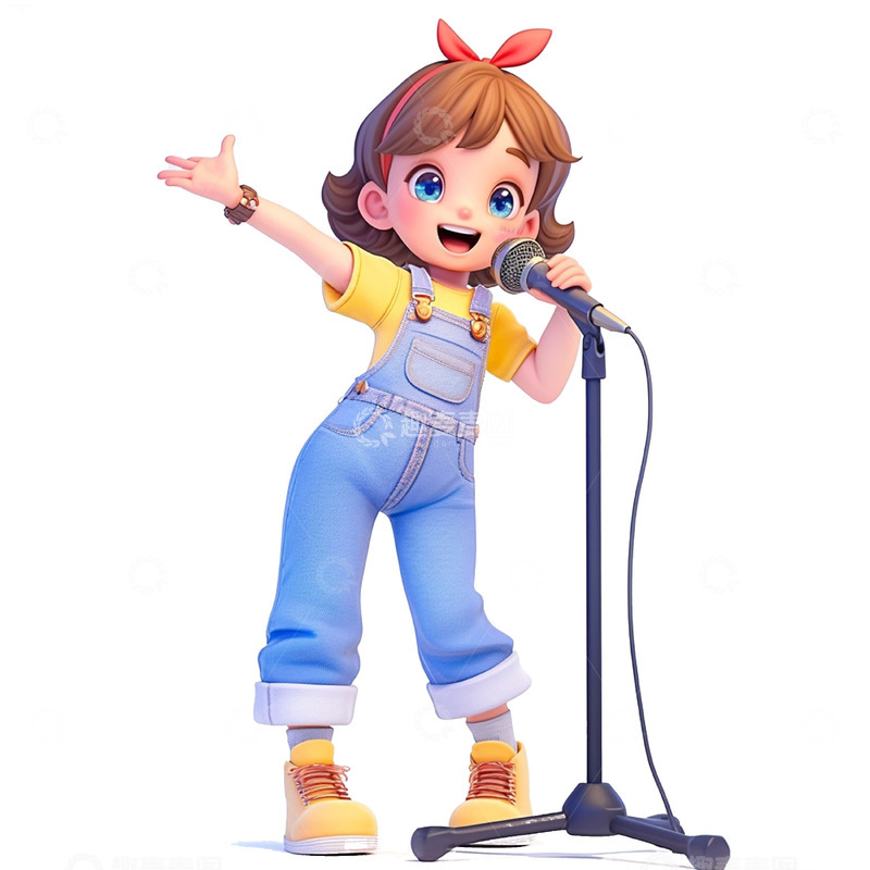 高清大图下载【趣麦麦图】暑期声乐班卡通女孩