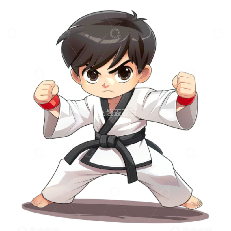 高清大图下载【趣麦麦图】卡通跆拳道暑假班男孩人物