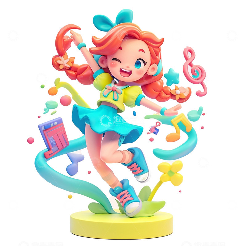 高清大图下载【趣麦麦图】3D卡通手办女孩