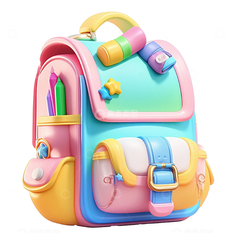 高清大图下载【趣麦麦图】-3D学习用品书包