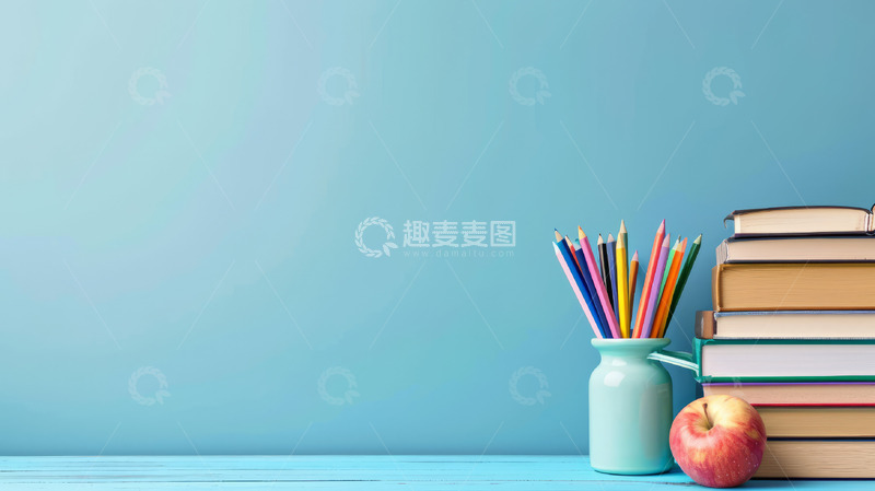 高清大图下载【趣麦麦图】书本画笔背景