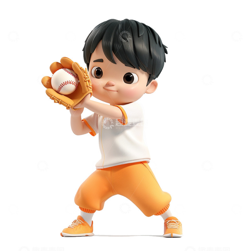 高清大图下载【趣麦麦图】卡通3D黄色运动男孩