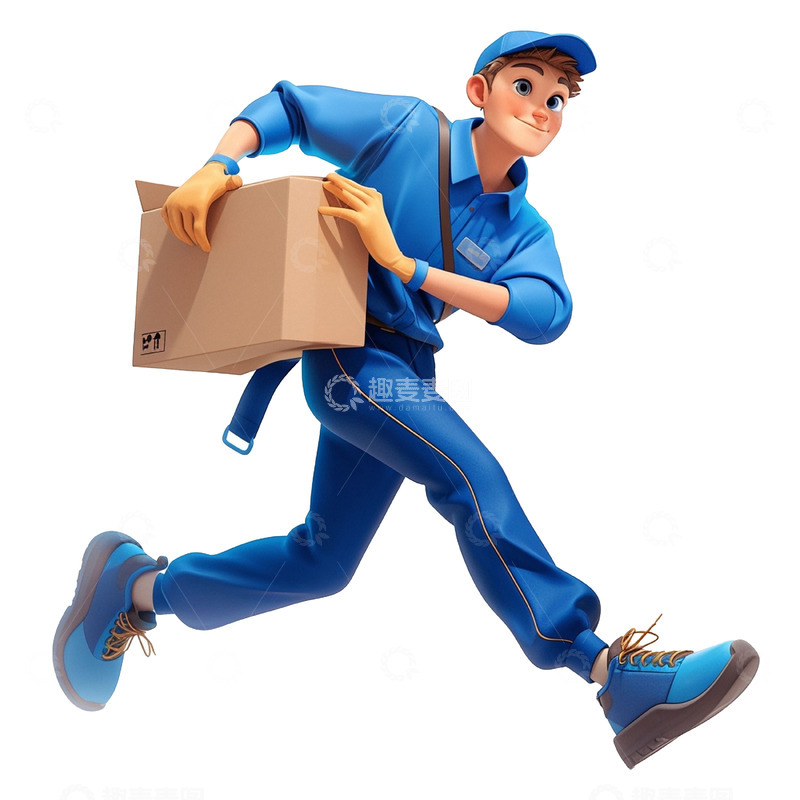 高清大图下载【趣麦麦图】卡通3D立体送快递人物