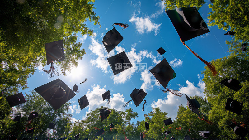 高清大图下载【趣麦麦图】扔学士帽庆祝毕业