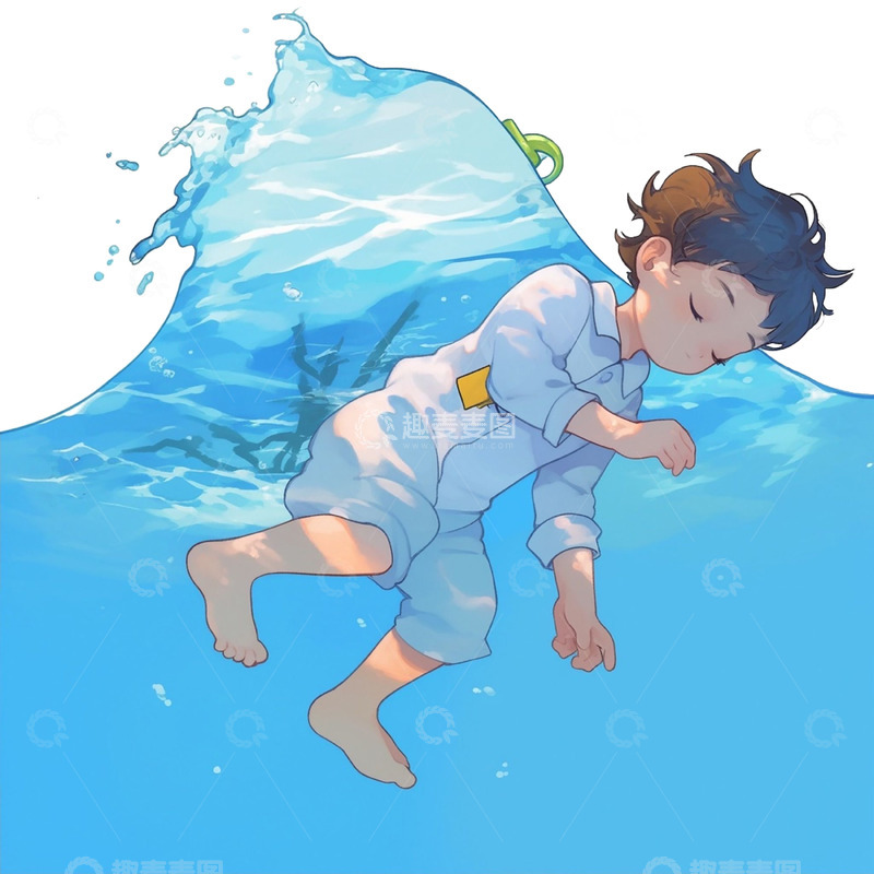 高清大图下载【趣麦麦图】暑假防溺水卡通人物
