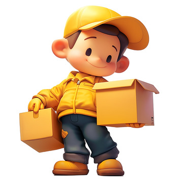 卡通粘土黄色快递人物