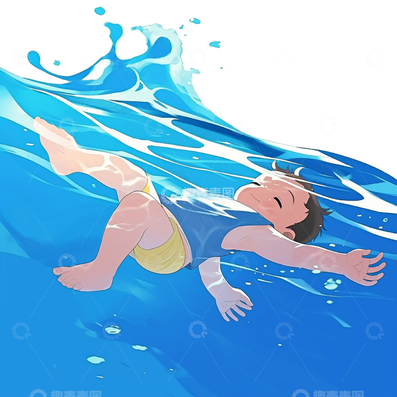 高清大图下载【趣麦麦图】暑期游泳珍爱生命