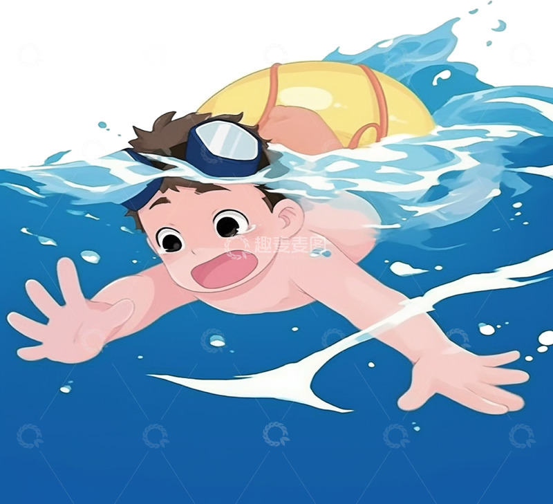 高清大图下载【趣麦麦图】下河游泳谨防溺水