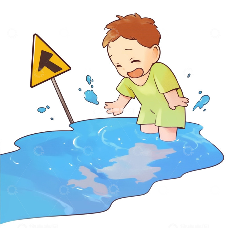 高清大图下载【趣麦麦图】水深危险请勿游泳防溺水
