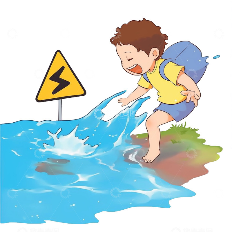 高清大图下载【趣麦麦图】暑期下河游泳注意安全