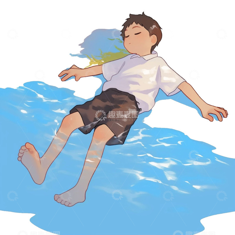 高清大图下载【趣麦麦图】暑期卡通预防溺水人物