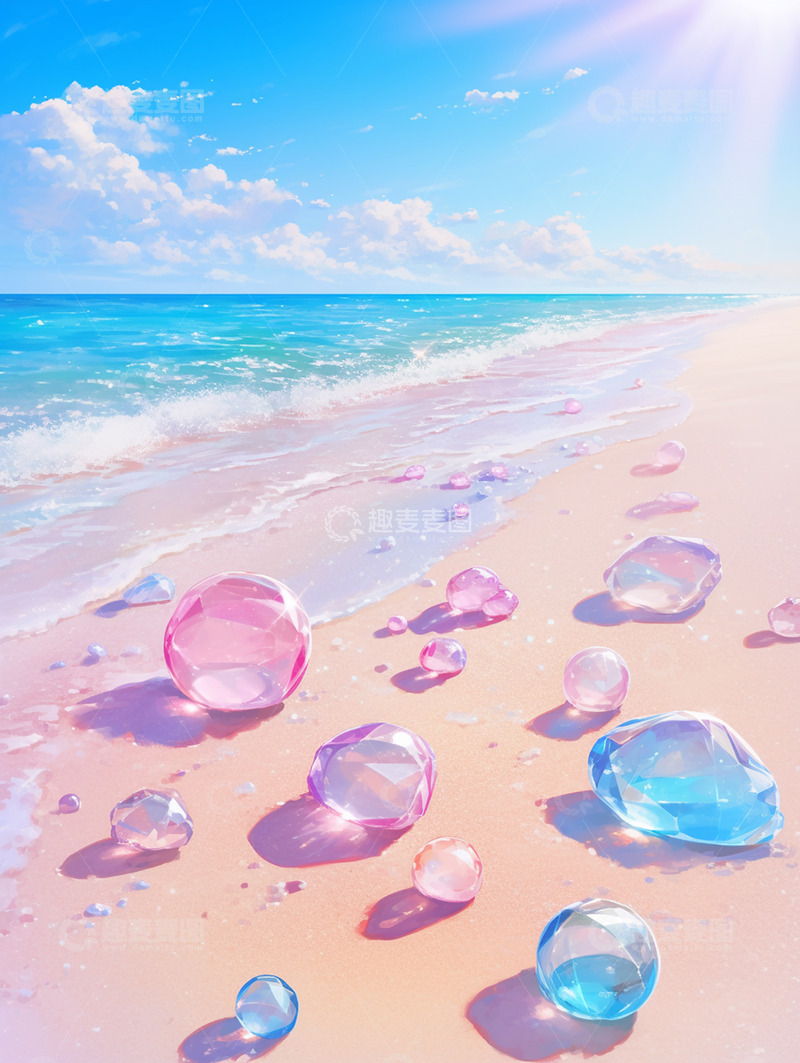 高清大图下载【趣麦麦图】夏天阳光蓝天海浪沙滩