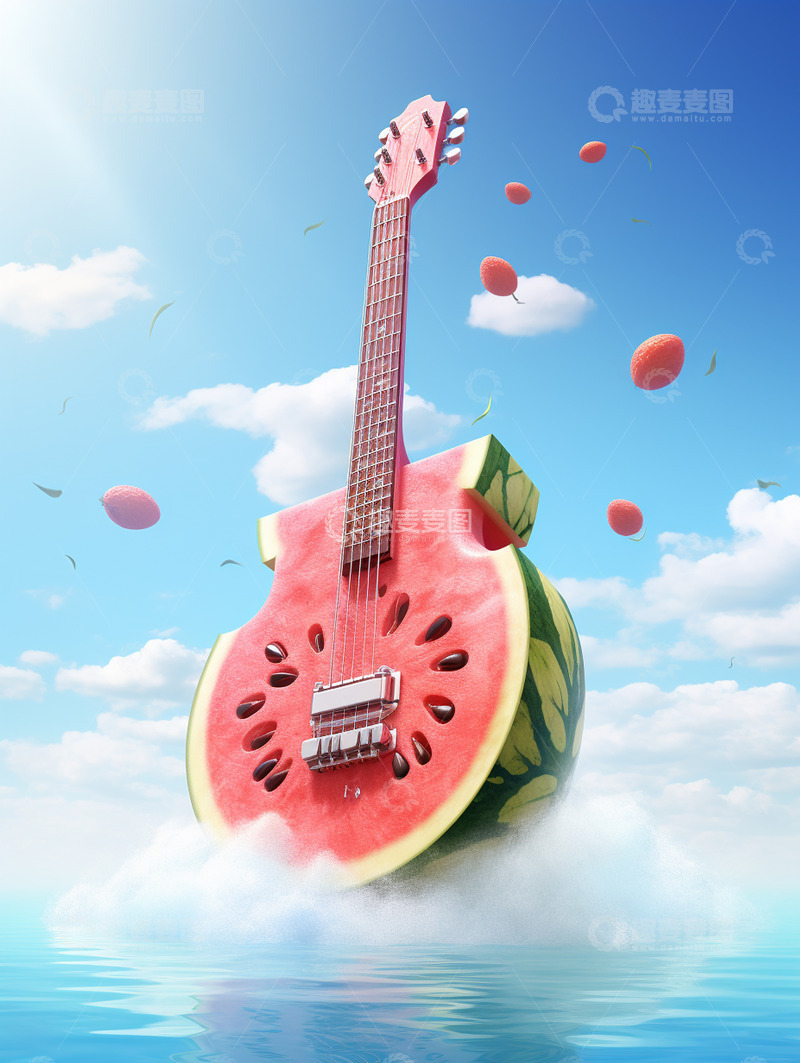 高清大图下载【趣麦麦图】创意西瓜蓝天背景