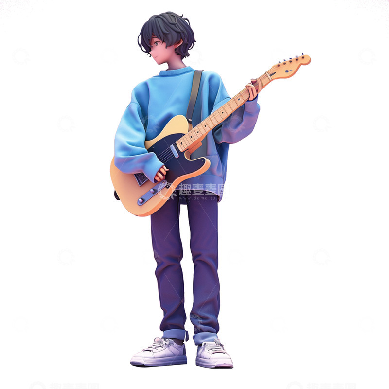 高清大图下载【趣麦麦图】卡通吉他培训班人物