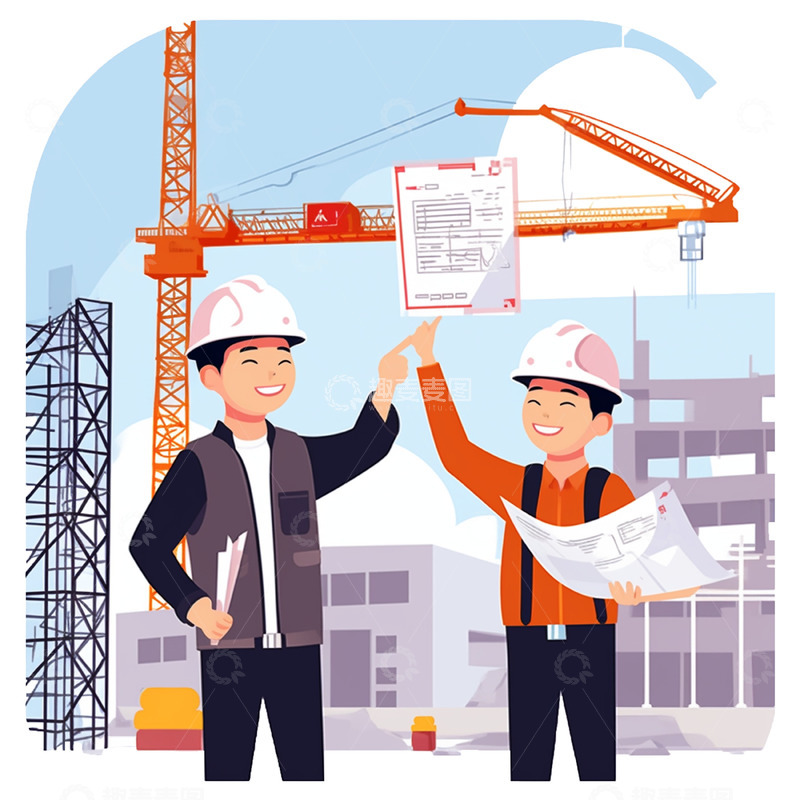 高清大图下载【趣麦麦图】卡通建筑工地安全生产