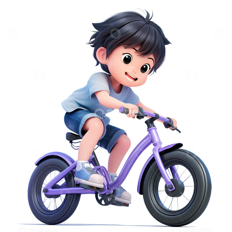 高清大图下载【趣麦麦图】3D自行车男孩