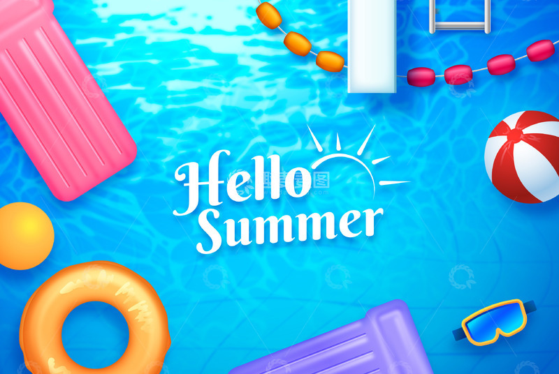高清大图下载【趣麦麦图】夏天夏至小暑大暑暑假泳池度假