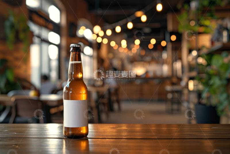 高清大图下载【趣麦麦图】桌子上一瓶啤酒