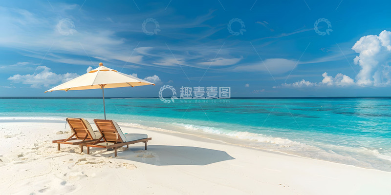 高清大图下载【趣麦麦图】夏天蓝色大海海边背景