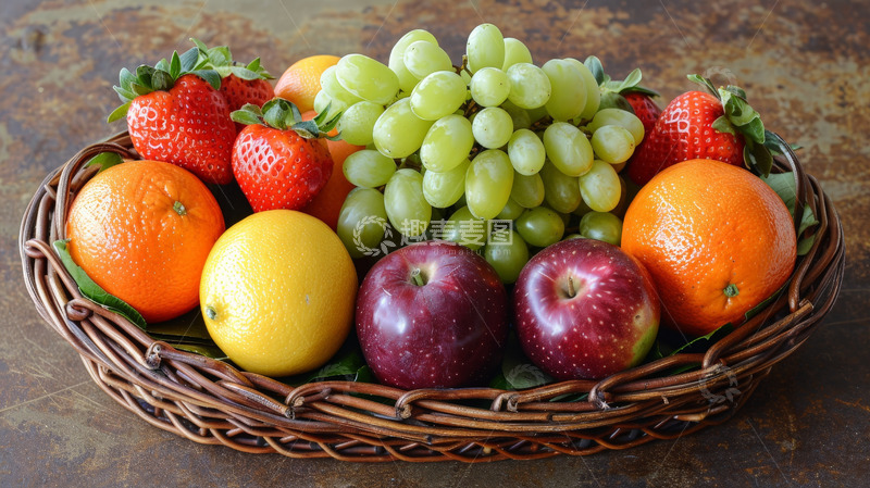 高清大图下载【趣麦麦图】一篮子水果葡萄橙子