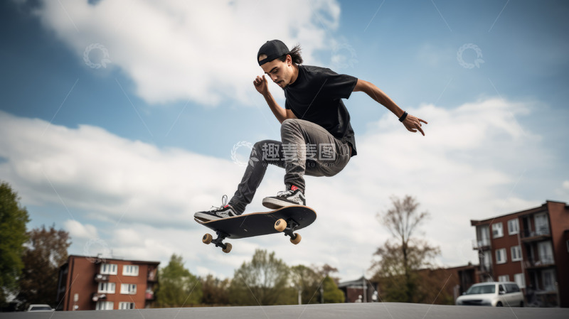 高清大图下载【趣麦麦图】滑板运动员男性娱乐