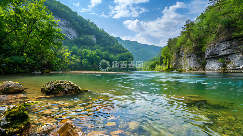 高清大图下载【趣麦麦图】山涧山河流漂流大河河流溪水