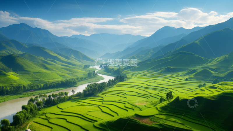 高清大图下载【趣麦麦图】自然景观绿色梯田