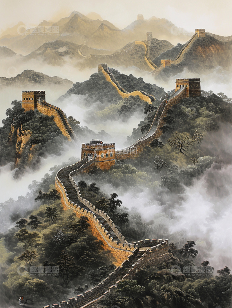 高清大图下载【趣麦麦图】建党节长城山河壮丽场景