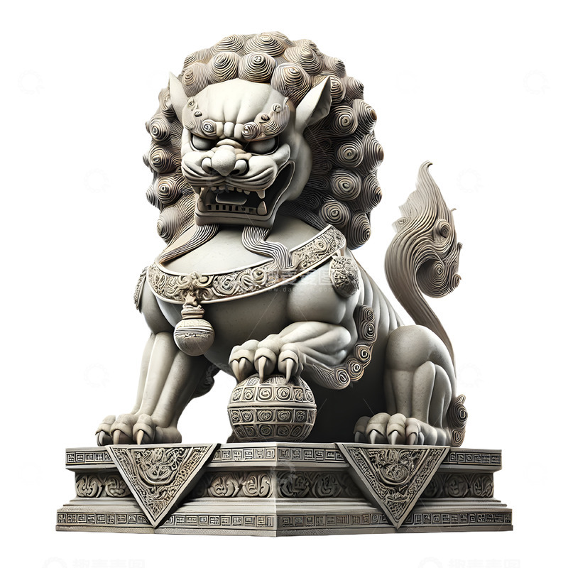 高清大图下载【趣麦麦图】写实风格石狮雕像素材