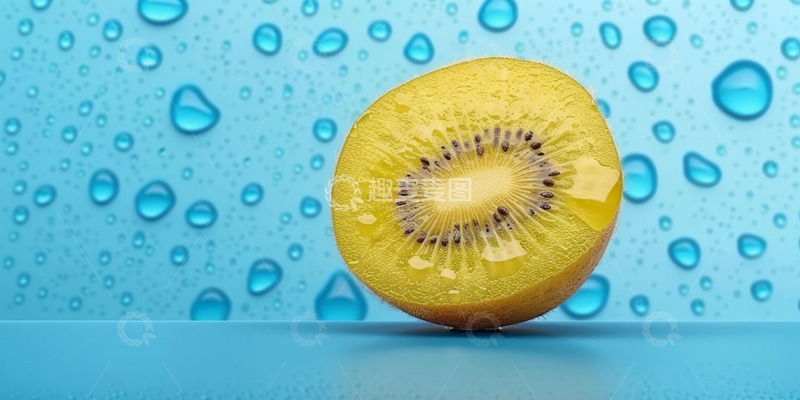 高清大图下载【趣麦麦图】蓝色水珠猕猴桃背景